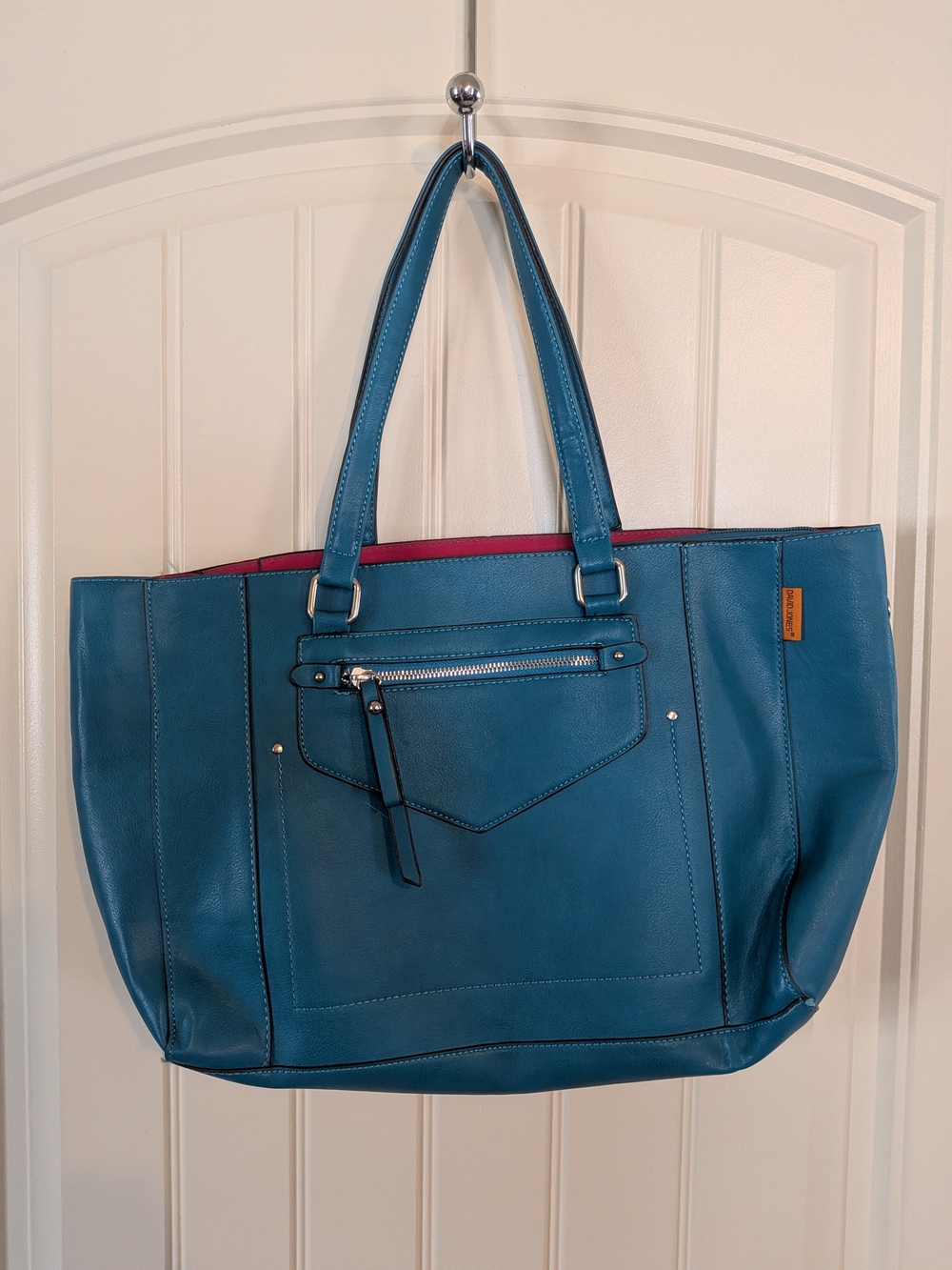 Teal Tote Bag with Zip Pocket, And Removable Insert
